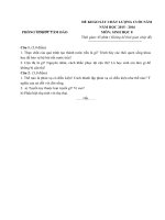 Tải Đề thi học kì 2 môn Sinh học lớp 8 phòng GD&ĐT Tam Đảo, Vĩnh Phúc năm 2015 - 2016 - Đề kiểm tra học kì II môn Sinh học lớp 8 có đáp án