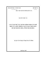 Cải cách thủ tục hành chính theo cơ chế một cửa liên thông tại ủy ban nhân dân huyện hoằng hóa, tỉnh thanh hóa 
