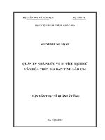 Quản lý nhà nước về di tích lịch sử văn hóa trên địa bàn tỉnh lào cai 