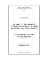 Phát triển văn hóa nhà trường ở các trường trung học phổ thông huyện phụng hiệp, tỉnh hậu giang 