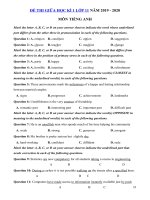 Tải Đề thi giữa kì 1 lớp 11 môn tiếng Anh trường THPT Nguyễn Trãi năm 2019 - 2020 - Đề kiểm tra tiếng Anh 11 mới có đáp án