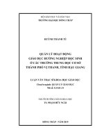 Quản lý hoạt động giáo dục hướng nghiệp học sinh ở các trường trung học cơ sở thành phố vị thanh, tỉnh hậu giang 