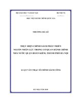 Thực hiện chính sách phát triển nguồn nhân lực trong cơ quan hành chính nhà nước quận hoàn kiếm, thành phố hà nội 