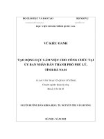 Tạo động lực làm việc cho công chức tại ủy ban nhân dân thành phố phủ lý, tỉnh hà nam 