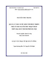 Quản lý nhà nước đối với phát triển nhà ở cho người thu nhập thấp trên địa bàn thành phố hà nội 