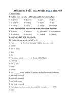 Tải Đề kiểm tra 1 tiết Tiếng Anh lần 3 lớp 8 năm 2020 - Đề thi học kì 2 môn Anh lớp 8 có đáp án
