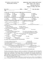 Tải Đề kiểm tra giữa học kì 2 lớp 10 môn tiếng Anh trường THPT Lý Thái Tổ, Bắc Ninh năm học 2017 - 2018 có đáp án - Đề kiểm tra chất lượng giữa học kì 2 lớp 10 môn tiếng Anh