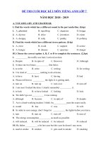 Tải Đề thi môn Tiếng Anh lớp 7 học kì 2 có đáp án năm học 2018 - 2019 số 4 - Đề thi học kì 2 môn Tiếng Anh lớp 7 chương trình mới