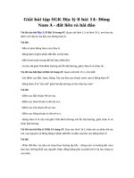 Tải Giải bài tập SGK Địa lý 8 bài 14 - Đông Nam Á - đất liền và hải đảo