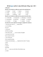 Tải Đề thi lớp 8 cuối kì 2 năm 2020 môn Tiếng Anh - Đề 3 - Đề kiểm tra tiếng Anh học kỳ 2 lớp 8 có đáp án