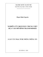 Nghiên cứu dịch máy trung việt dựa vào mô hình transformer 