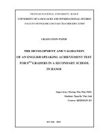 XÂY DỰNG và xác TRỊ bài KIỂM TRA học kì kĩ NĂNG nói môn TIẾNG ANH CHO học SINH lớp 8 tại một TRƯỜNG THCS tại hà nội