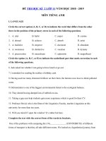 Tải Đề thi học kì 2 lớp 11 môn Tiếng Anh có file nghe năm học 2018 - 2019 số 1 - Đề thi học kì 2 môn Tiếng Anh lớp 11 có đáp án