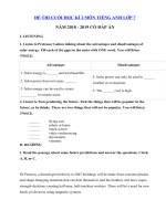 Tải Đề thi học kì 2 lớp 7 môn Tiếng Anh có file nghe năm học 2018 - 2019 số 8 - Đề thi học kì 2 môn Tiếng Anh lớp 7 có đáp án