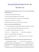 Tải Đề thi giữa học kì 1 lớp 8 môn tiếng Anh năm 2019 - 2020 - Đề kiểm tra tiếng Anh 8 mới có đáp án