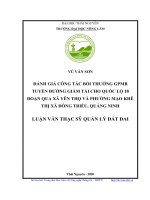 Đánh giá công tác bồi thường giải phóng mặt bằng tuyến đường giảm tải cho quốc lộ 18 đoạn qua xã yên thọ và phường mạo khê thị xã đông triều, quảng ninh 