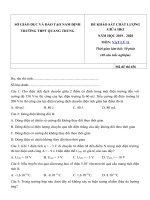 Tải Đề kiểm tra giữa học kì 1 môn Vật lý 11 năm học 2019-2020 trường THPT Quang Trung, Nam Định - Đề thi giữa học kì 1 lớp 11 môn Vật lý