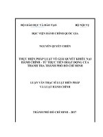 Thực hiện pháp luật về giải quyết khiếu nại hành chính từ thực tiễn hoạt động của thanh tra thành phố hồ chí minh 