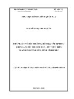 Pháp luật về bồi thường, hỗ trợ, tái định cư khi nhà nước thu hồi đất   từ thực tiễn thành phố vĩnh yên, tỉnh vĩnh phúc 