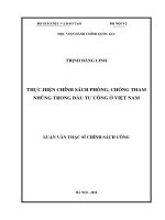 Thực hiện chính sách phòng, chống tham nhũng trong đầu tư công ở việt nam 
