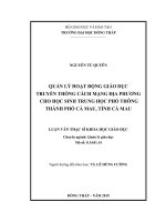 Quản lý hoạt động giáo dục truyền thống cách mạng đp cho học sinh trung học phổ thông thành phố cà mau tỉnh cà mau 