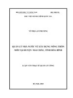 Quản lý nhà nước về xây dựng nông thôn mới tại huyện mai châu, tỉnh hòa bình 