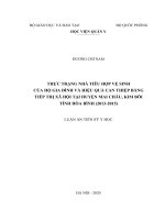 Thực trạng nhà tiêu hợp vệ sinh của hộ gia đình và hiệu quả can thiệp bằng tiếp thị xã hội tại huyện Mai Châu, Kim Bôi tỉnh Hoà Bình (2013-2015) (FULL TEXT)