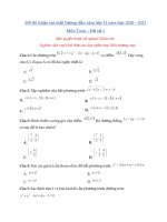 Tải Đề thi khảo sát chất lượng đầu năm môn Toán lớp 11 năm học 2020 - 2021 - Đề số 1 - Đề thi khảo sát môn Toán lớp 11 có đáp án