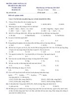 Tải Đề thi học kì 2 môn Hóa lớp 10 năm học 2014-2015 trường THPT Ngô Gia Tự - Đề kiểm tra học kì 2 môn Hóa học