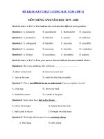 Tải Đề kiểm tra chất lượng đầu năm lớp 12 môn tiếng Anh năm 2019 - 2020 - Đề KSCL đầu năm môn tiếng Anh 12 có đáp án