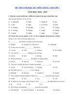Tải Đề thi môn Tiếng Anh lớp 7 học kì 2 có đáp án trường TH&THCS Phú Lai - Đề thi học kì 2 lớp 7 môn Tiếng Anh chương trình mới