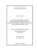 Quản lý hoạt động đào tạo nghề cho lao động nông thôn ở trung tâm giáo dục nghề nghiệp – giáo dục thường xuyên thị xã long mỹ, tỉnh hậu giang 
