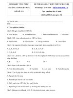 Tải Đề KSCL đầu năm môn Sinh học lớp 10 năm học 2019-2020 trường THPT Liễn Sơn, Vĩnh Phúc - Đề KSCL đầu năm môn Sinh học 10 có đáp án