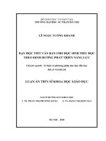 Dạy học viết văn bản cho học sinh tiểu học theo định hướng phát triển năng lực