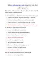 Tải Đề kiểm tra giữa học kì 2 lớp 12 môn Tiếng Anh năm học 2018 - 2019 số 1 - Đề thi môn Tiếng Anh lớp 12 giữa kì 2 có đáp án