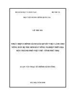 Thực hiện chính sách giải quyết việc làm cho nông dân bị thu hồi đất trên địa bàn thành phố việt trì, tỉnh phú thọ 