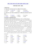 Tải Đề thi Tiếng Anh vào lớp 6 trường THPT Chuyên Hà Nội Amsterdam năm 2020 - Đề tuyển sinh lớp 6 năm 2019 môn Anh có đáp án