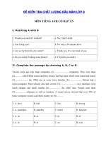 Tải Đề thi chất lượng đầu năm lớp 8 môn tiếng Anh có đáp án - Đề khảo sát chất lượng đầu năm môn tiếng Anh lớp 8 mới