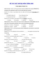 Tải Đề thi thử THPT Quốc Gia môn tiếng Anh năm 2020 số 30 - Đề thi tốt nghiệp THPT 2020 môn Anh có đáp án