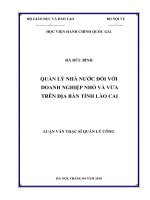 Quản lý nhà nước đối với các doanh nghiệp nhỏ và vừa trên địa bàn tỉnh lào cai 