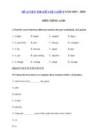 Tải Đề ôn thi giữa học kì 1 lớp 8 môn tiếng Anh năm 2019 - 2020 - Đề kiểm tra tiếng Anh 8 có đáp án