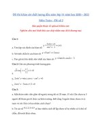 Tải Đề thi giữa học kì 1 môn Toán 11 năm học 2020 - 2021 Đề số 2 - Đề thi giữa kì 1 Toán 11 Có đáp án
