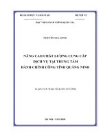 Nâng cao chất lượng cung cấp dịch vụ tại trung tâm hành chính công tỉnh quảng ninh 