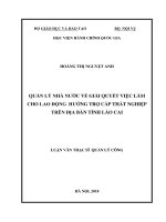 Quản lý nhà nước về giải quyết việc làm cho người lao động hưởng trợ cấp thất nghiệp trên địa bàn tỉnh lào cai 