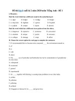 Tải Đề thi lớp 8 cuối kì 2 năm 2020 môn Tiếng Anh - Đề 1 - Đề kiểm tra tiếng Anh lớp 8 học kỳ 2