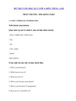 Tải Đề thi nói tiếng Anh lớp 6 học kì 2 năm học 2019 - 2020 - Hướng dẫn Speaking tiếng Anh học kì 2 lớp 6 có đáp án