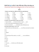 Tải Bộ đề thi lớp 6 cuối kì 2 năm 2020 môn Tiếng Anh nâng cao - Đề kiểm tra tiếng Anh học kỳ 2 lớp 6 có đáp án