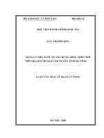 Quản lý nhà nước về xây dựng nông thôn mới trên địa bàn huyện cẩm xuyên, tỉnh hà tĩnh 
