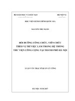 Bồi dưỡng công chức, viên chức theo vị trí việc làm trong hệ thống thư viện công cộng tại thành phố hà nội 