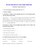 Tải Bộ đề thi học kì 2 môn tiếng Anh lớp 6 năm 2019 - 2020 - Đề tiếng Anh lớp 6 kì 2 có đáp án